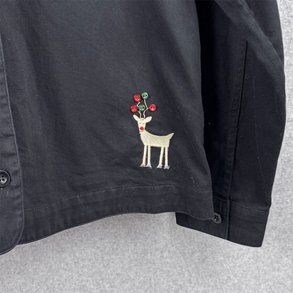 Christopher & Banks Women's Size Large Christmas Jacket Santa Embroidery - Picture 3 of 10
